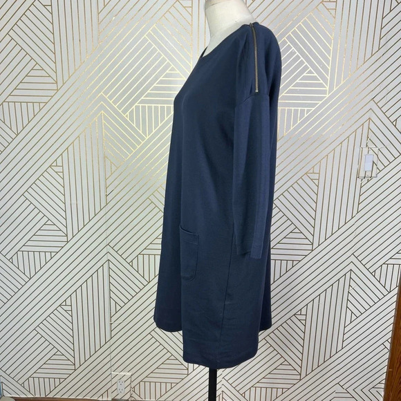 Hobbs London Navy‎ Blue Zip Shoulder Pocket Shift Dress Size US 6 - Picture 6 of 12